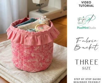 布バケツの裁縫パターン：3サイズ｜収納バケツの裁縫パターン｜初心者向け