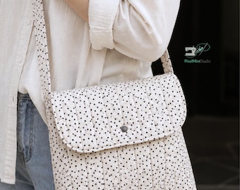 Crossbody Flap Bag Sewing Pattern PDF | DIY Canvas Messenger Bag Tutorial Beginner Friendly Pattern (A4/A0 US Letter)