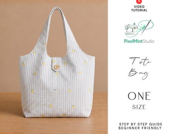 Tote Bag Sewing Pattern PDF | Beginner Reusable Shopping Bag (Digital Download)