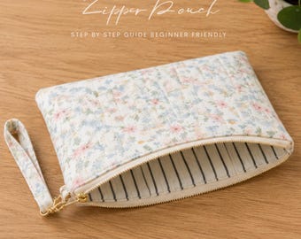 Quilted Zip Pouch Sewing Pattern PDF | Beginner Zipper Bag DIY | Instant Download
