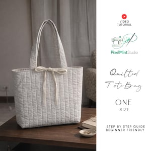 Quilted Tote Bag Sewing Pattern | Beginner Friendly PDF and Video Tutorial |  (A4/A0/letter)