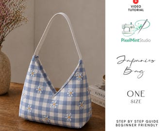 Sora Japanese Hobo Bag Sewing Pattern | Triangular Shoulder Tote PDF (Video Tutorial)