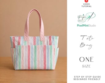 Tote Bag Sewing Pattern PDF | Multi Pocket Canvas Shopper Bag | Beginner Friendly DIY | Easy Sewing Tutorial | Instant Download