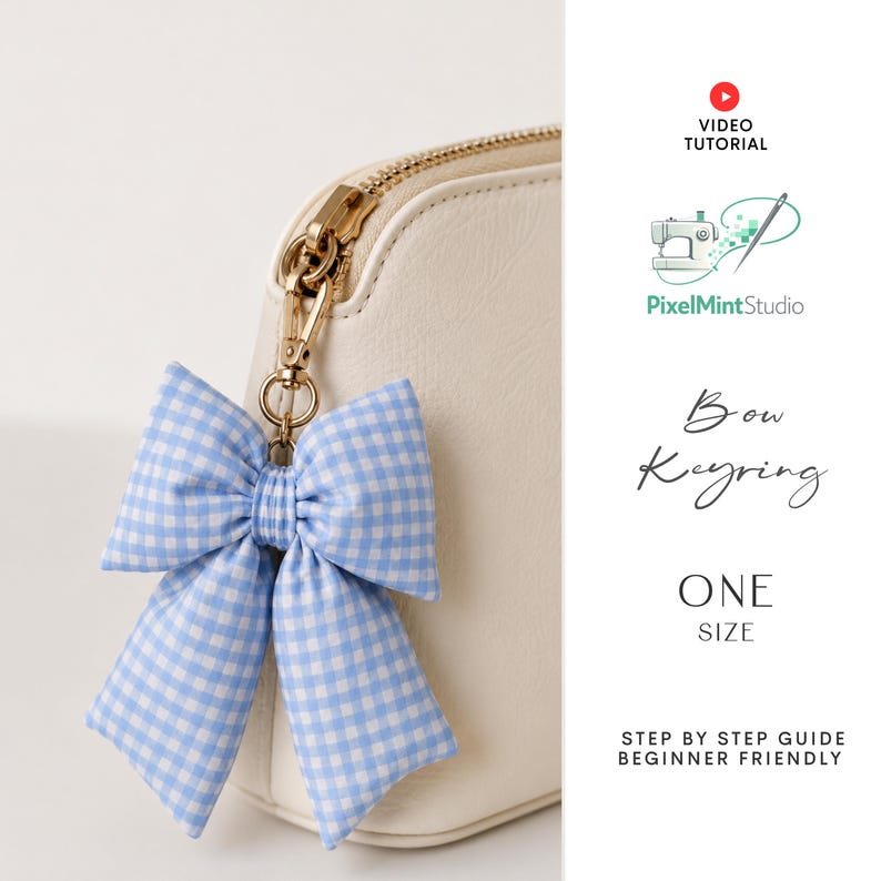 Puffy Bow Keychain Sewing Pattern | DIY Key Ring Template (PDF) | Beginner Friendly image 3