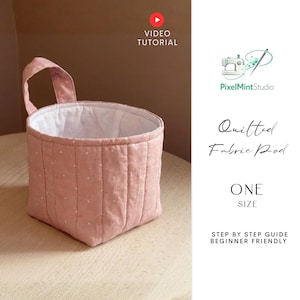 Quilted Hanging Storage Pod Sewing Pattern PDF, DIY Wall Fabric Basket Organizer, Fabric Pot Planter Cover, A4 A0 Instant Download