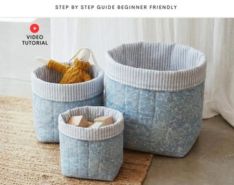 Quilted Fabric Bucket Sewing Pattern | Beginner DIY Project (PDF Pattern