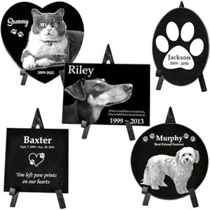 Personalized Pet Granite Memorial Plaque with Easel | Custom Photo Pet Memorial Stone | Dog Cat Loss Gift | Engraved Pet Tribute