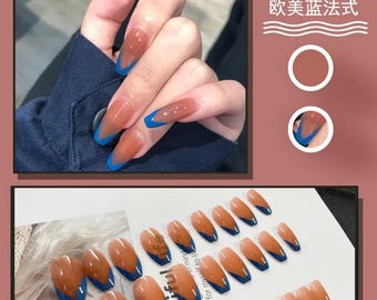 24pcs Soft Gel Press-On Nails Kit with Glue & Adhesive Tabs | Reusable False Nai