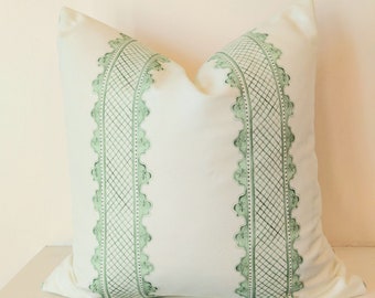 Alice Stripe Pillow Cover, Sage Green Pillow, Grand Millennial Pillow