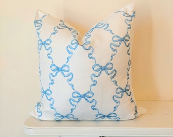 Ribbons Pillow Cover. Bow Pillow Cover