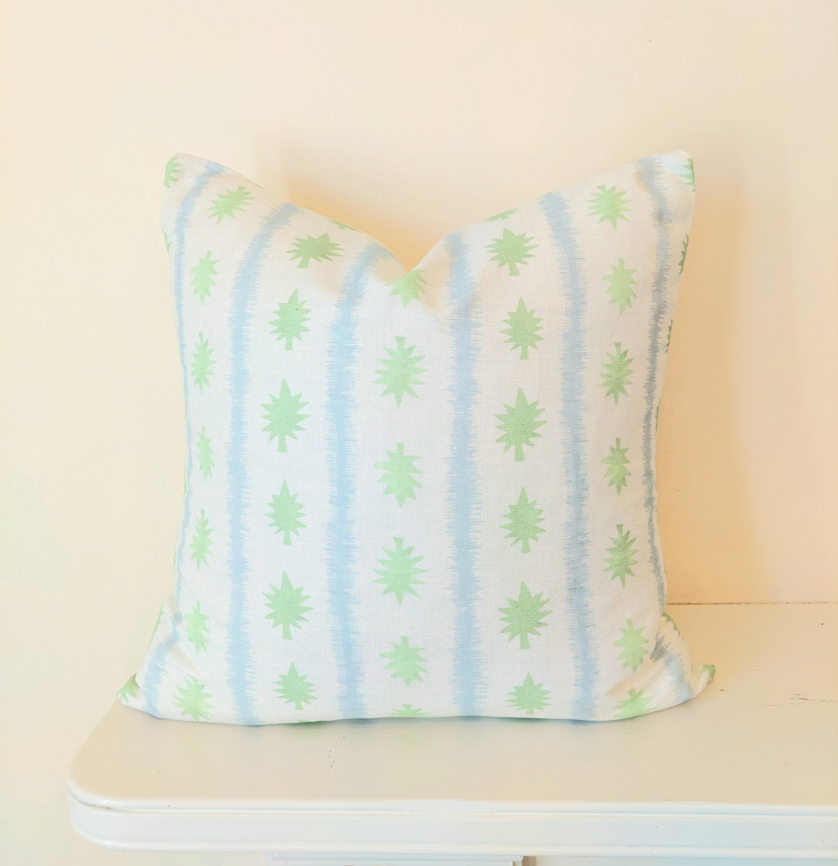 Conifer Stripe Woodblock Pillow Cover, Ethnic Pillow, Grand Millennial