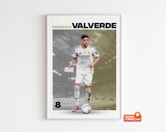 Póster de Federico Valverde, regalo para aficionados al fútbol (descarga digital A3 300 DPI)