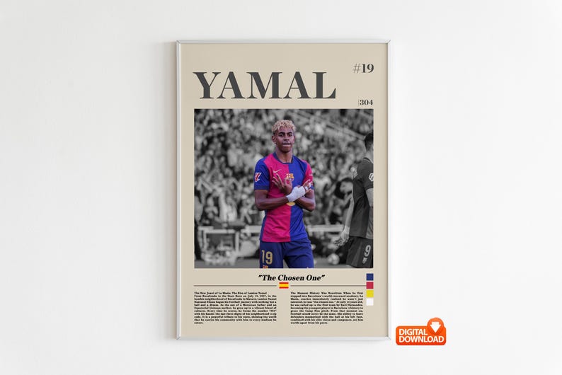 Yamal Rasmlar Lamine Yamal Poster, Soccer Star Art Print (digital Download A3 300 DPI ...