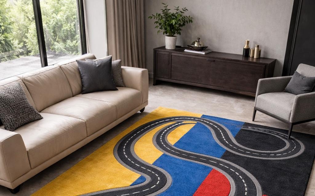 Handmade Racing Track Rug – Colorful Roadway, Kids Playroom Carpet - Etsy