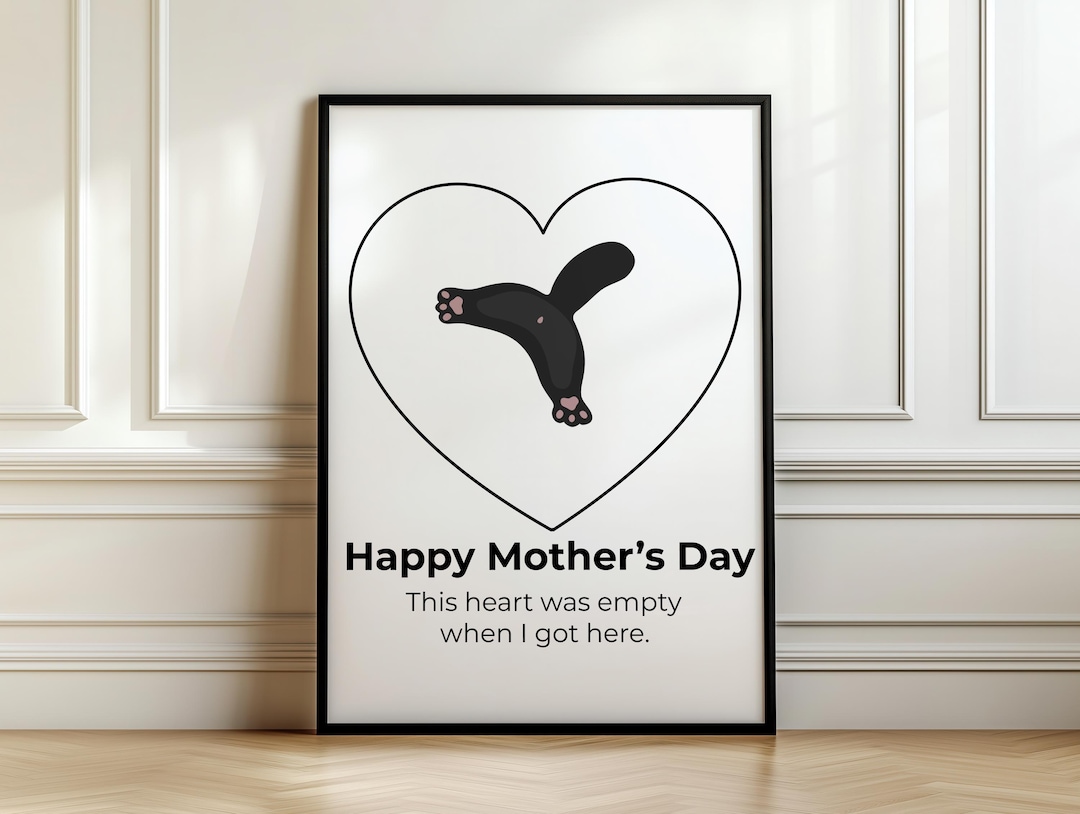 Black White Cat Mom Print | Funny Mothers Day Heart Wall Art ...