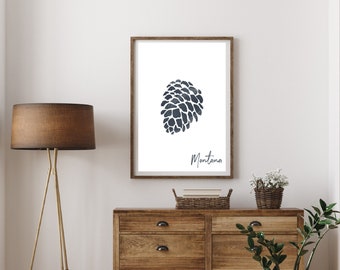 Montana printable | pinecone art | printable | Montana wall art | outdoors printable | digital download