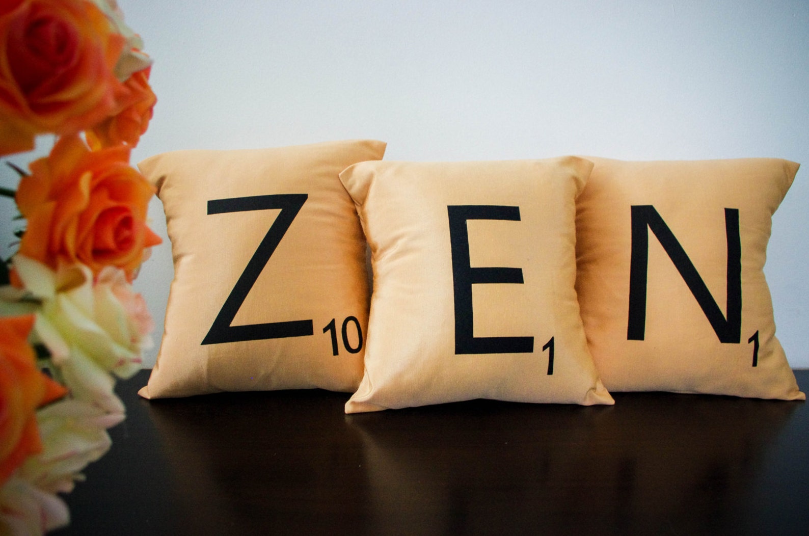 ZEN Set Of 3 SCRABBLE LETTER Decorative Christmas Pillow Etsy
