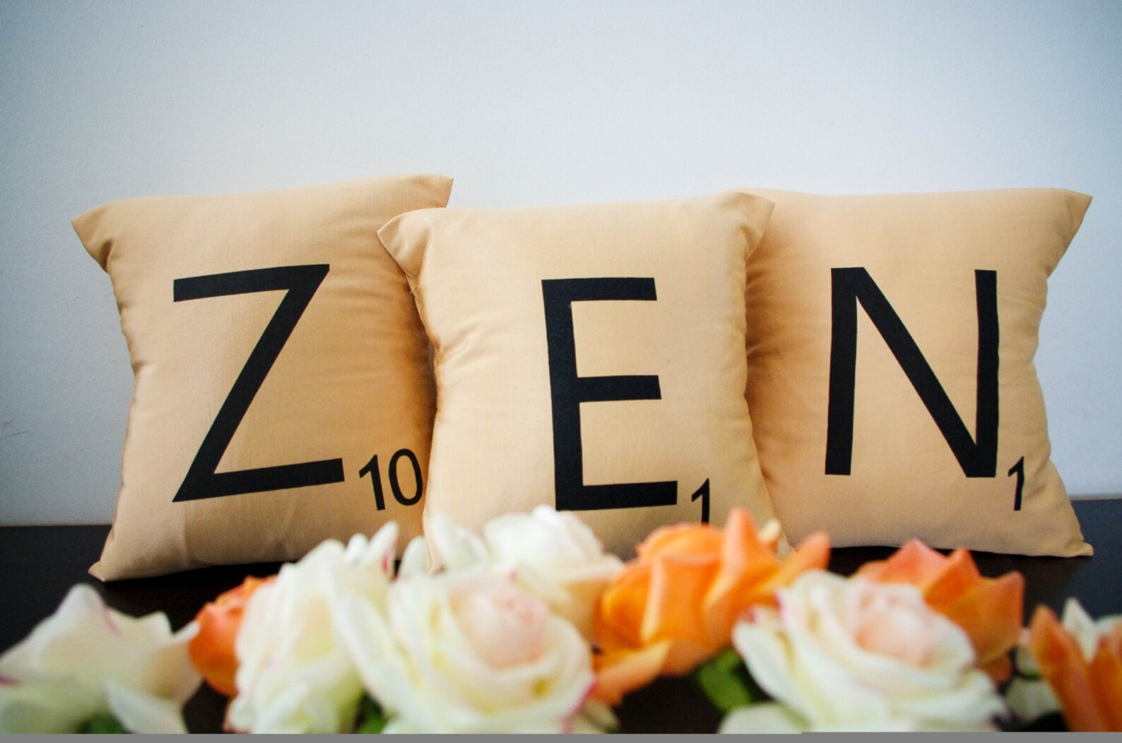 ZEN Set Of 3 SCRABBLE LETTER Decorative Christmas Pillow Etsy