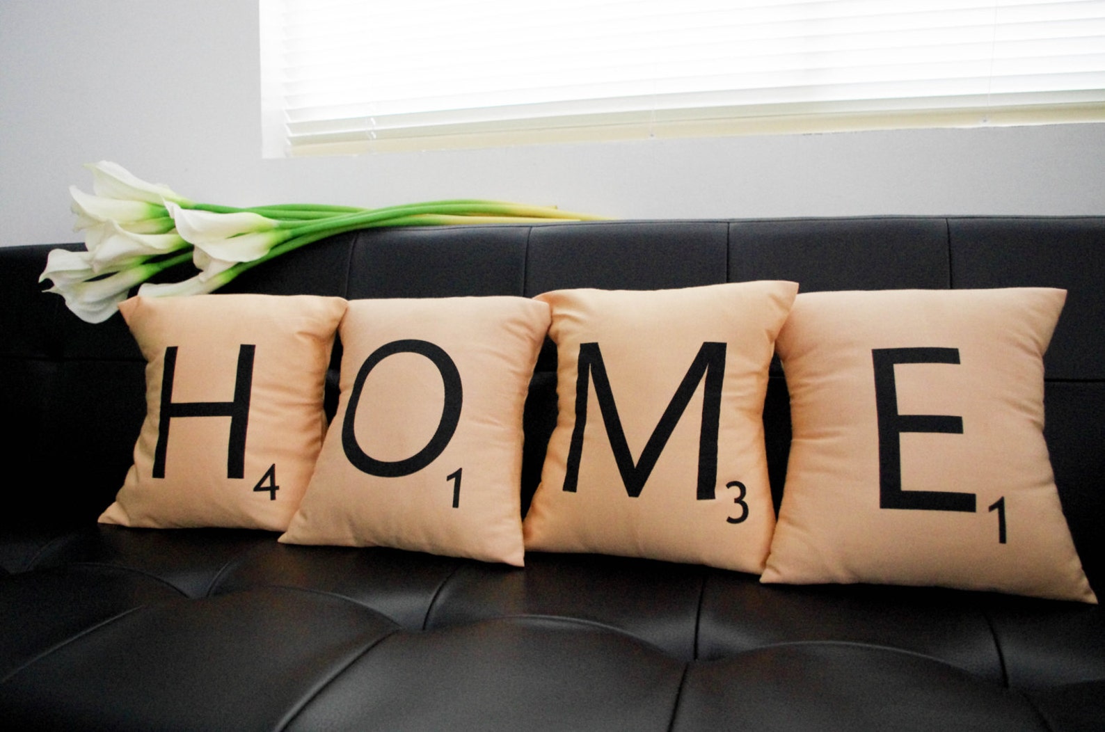 Set of 4 SCRABBLE LETTER Decorative Pillow Cases Cushion Etsy