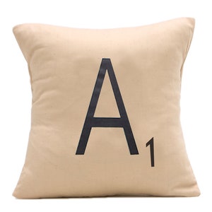 Personalized Initial SCRABBLE LETTER pillow cases cushion covers -- choose any letter or sign "&" - "heart"