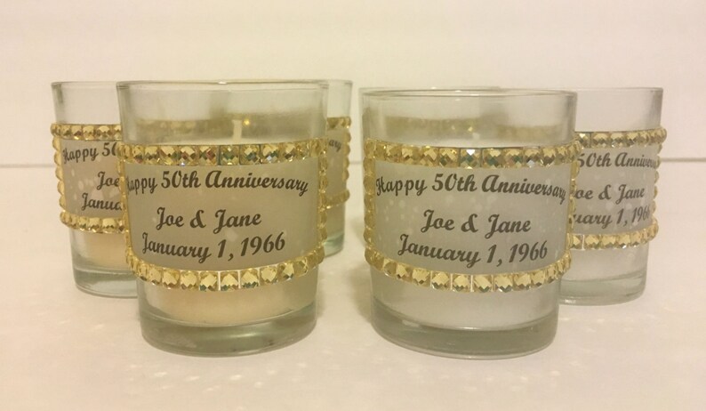 Candles 50th Anniversary Party Favors Set of 12 Votive Candles 50th Anniversary Table Decor Happy 50th Wedding Anniversary Party Decor