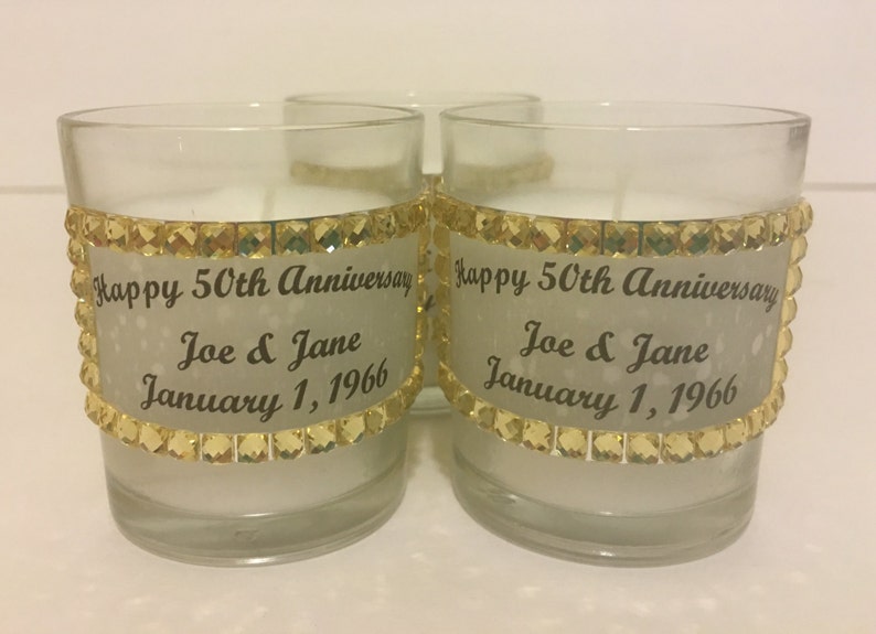 Candles 50th Anniversary Party Favors Set of 12 Votive Candles 50th Anniversary Table Decor Happy 50th Wedding Anniversary Party Decor