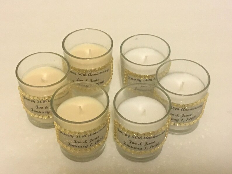 Candles 50th Anniversary Party Favors Set of 12 Votive Candles 50th Anniversary Table Decor Happy 50th Wedding Anniversary Party Decor