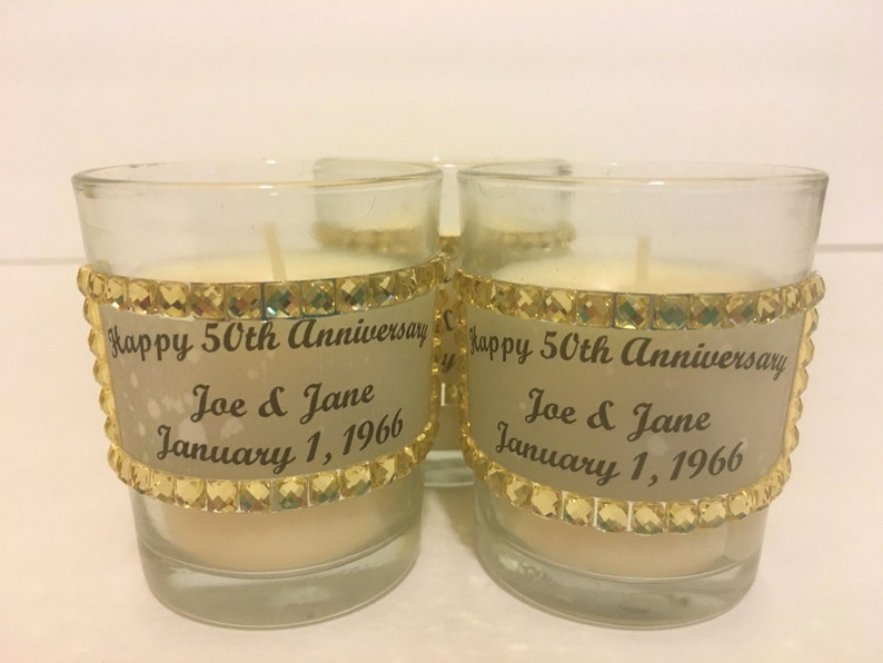 Candles 50th Anniversary Party Favors Set of 12 Votive Candles 50th Anniversary Table Decor Happy 50th Wedding Anniversary Party Decor