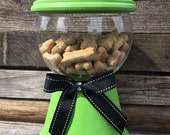 Lime Green Faux Gumball Machine ~ Dog Treat Jar ~ Cat Treat Jar ~ Pet Food Jar ~ Paw Print Draft