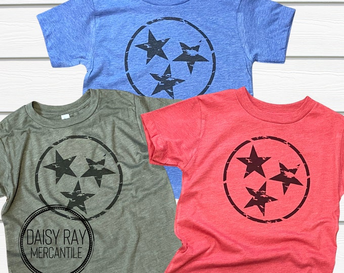 Featured listing image: Toddler Tri-Star Shirt • Toddler TN Shirt • Toddler Tennessee Shirt • TN Tristar Shirt • Tennessee Tristar Tee • Bella+Canvas 3413T