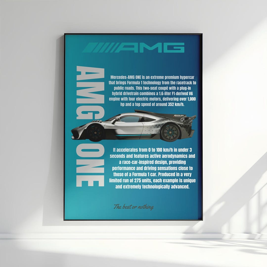 Amg Rapper Poster Mercedes AMG ONE Poster | Hypercar Wall Art | F1 Inspired Car Print ...