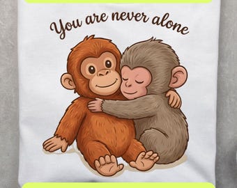 Punch Baby Monkey Holding Plush Toy PNG SVG, You Are Not Alone, Viral Emotional Monkey Meme, Clipart Sublimation DTF, Digital Download