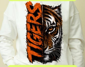 Tigers Mascot PNG SVG, Roaring Tiger School Spirit Shirt Design, Varsity Game Day Team Graphic, Sports Sublimation, Digital Download