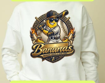 Savannah Banana PNG SVG, Funny Bananas Baseball Shirt Design, Sports Humor Graphic, Baseball Lover, School Mascot Clipart, Digital Download
