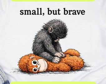 Punch Baby Monkey Holding Plush Toy PNG SVG | Viral Emotional Monkey Meme Design | Cute Animal Clipart Illustration | Digital Download