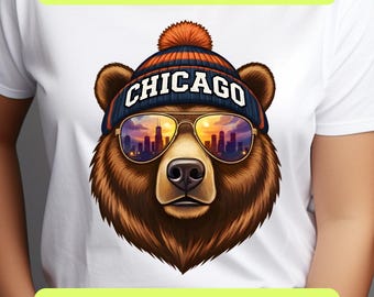 Chicago Cap Bear PNG SVG, Chicago Game Day, Bears Football Paw Design, Football State Team, Grizzly Mascot Splatter, Sports Digital Download