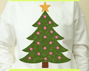 Whimsical Christmas Tree PNG, Preppy Polka Dot Holiday Shirt Design, Coquette Bow Christmas Sublimation, Retro Festive Digital Download