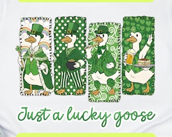 Just A Lucky Goose PNG SVG, Funny St Patrick’s Day Goose Design, Shamrock Irish Meme Shirt, Jesus Love Digital Download