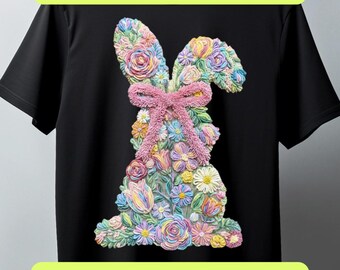 Easter Bunny PNG SVG, Coquette Floral Bunny Blowing, Happy Easter Bow Brushstroke Sublimation Shirt Digital Download