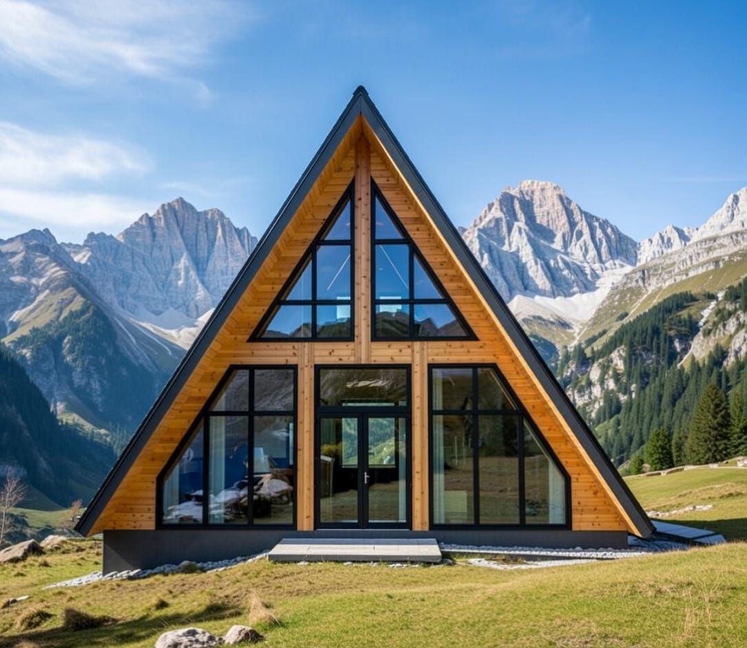 Quandrangular Hiuse A-frame House Plans DWG & DXF, Editable Autocad Architectural Drawings ...