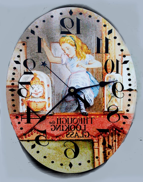 Through the Looking Glass Clock Backwards Alice in Wonderland Etsy