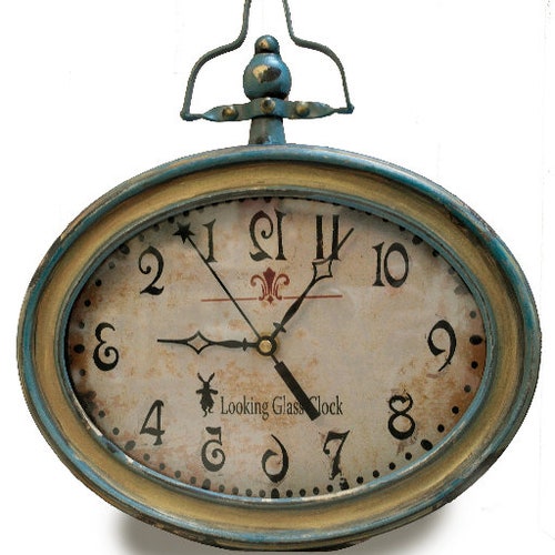 Pocket Watch Table Clock Backwards Alice in Wonderland Decor Etsy