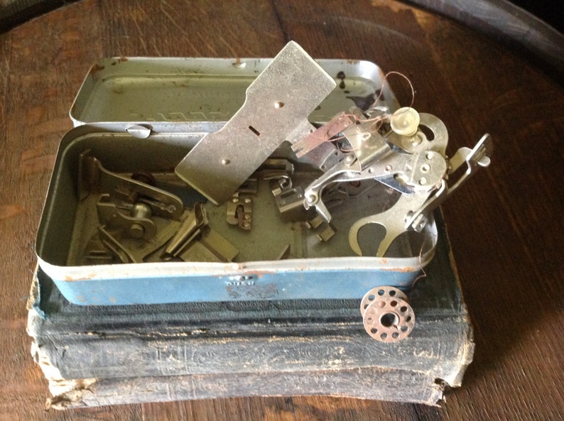 Vintage Sewing Machine Attachments With Tin Greist Etsy