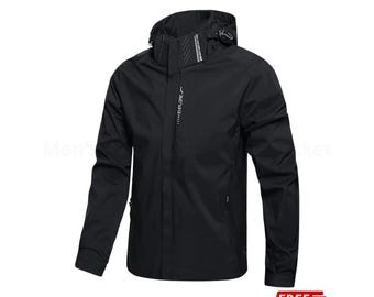Veste de pluie imperméable pour homme, légère à capuche, coupe-vent, randonnée en plein air, escalade, veste de pluie