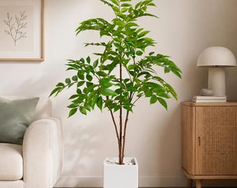 大型人工イチジクの木、背の高い室内用フェイク植物、フェイクガジュマルの緑、リアルなホームオフィスリビングルーム装飾、新築祝いのギフト