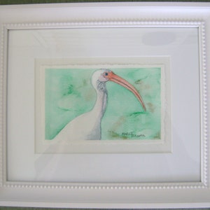 Original Watercolor Painting Ibis Bird Tropical Florida Water Coastal Beach 4 x 6