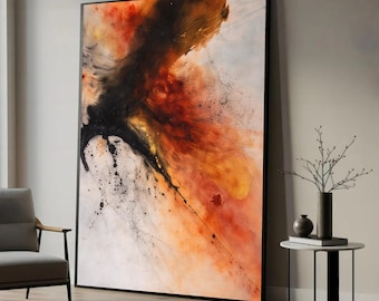 Fiery Abstract Explosion Canvas Print, Modern Wall Art,  Contemporary Home Decor