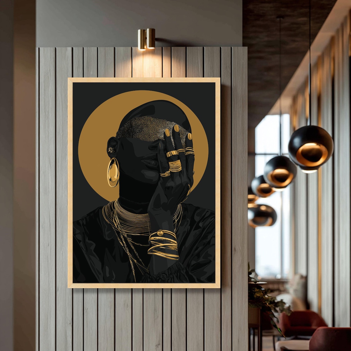Black and Gold African Woman Canvas Wall Art, Modern Portrait - Etsy