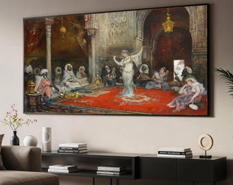 Georges Rochegrosse Oriental Dance Scene Canvas Print, Vintage Middle Eastern Interior (Ready to Hang)