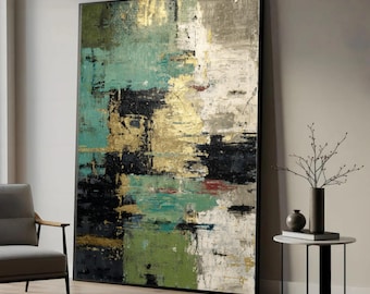 Modern Abstract Color Blocks Canvas Print, Contemporary Wall Art, Moody Home Decor